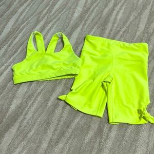 Old Navy, sports bra and bike shorts.